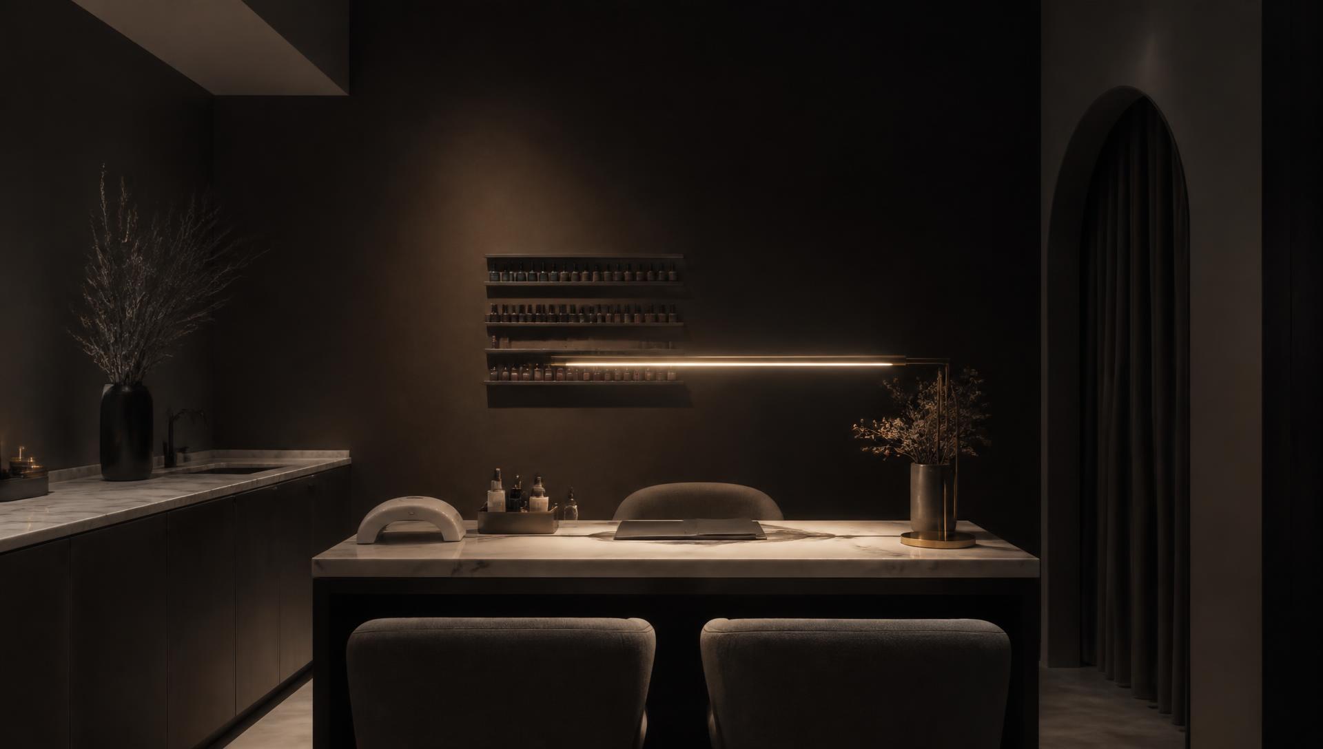 Interior de estúdio de manicure e estética